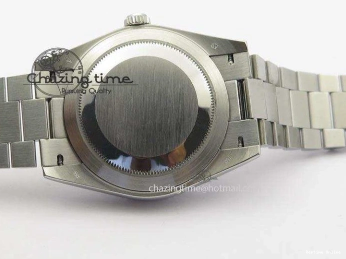 0112 DayDate 40mm BP-Maker 228206 SS Ice Blue Stick Dial (Smooth Bezel) On SS Bracelet ETA FreshLook 3913